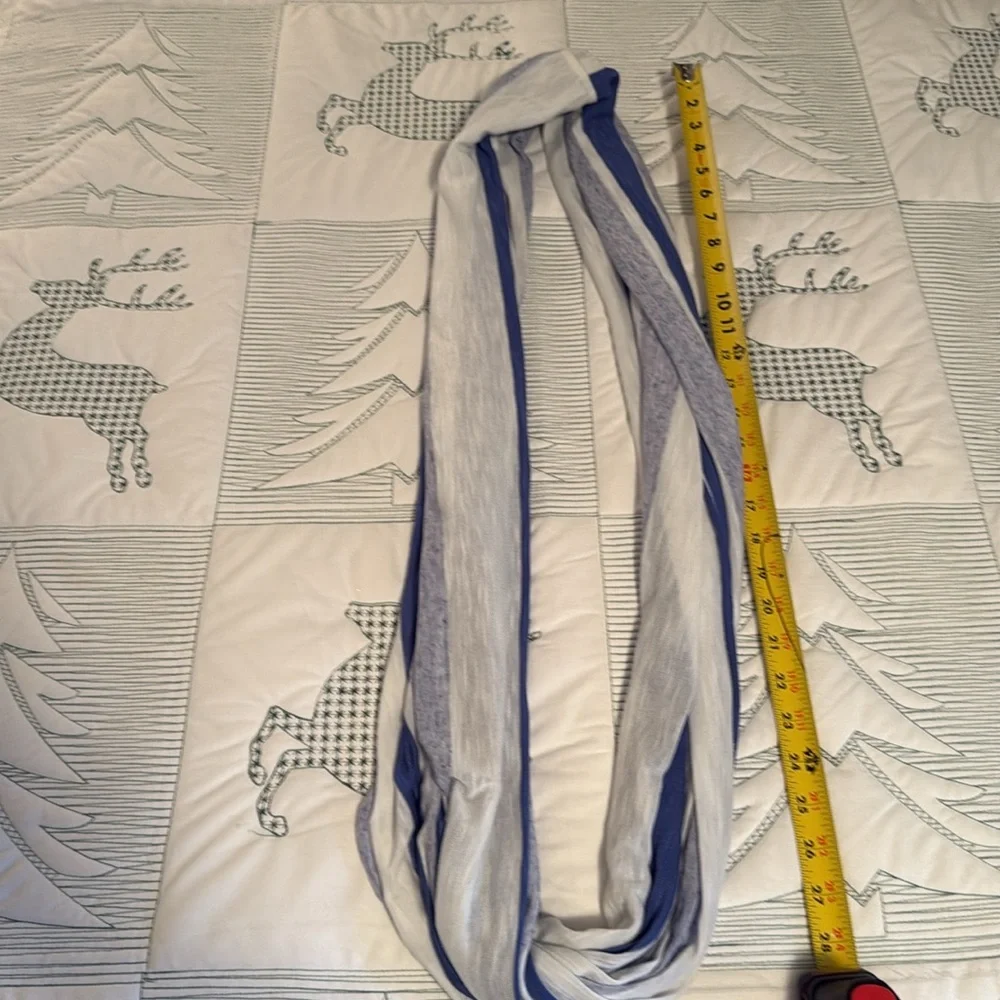 Gap Blue and White Striped Infinity Polyester Blend Scarf